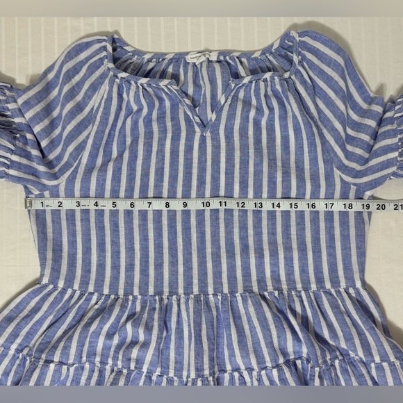 BEACH LUNCH LOUNGE Akia Linen-Blend Striped Top Ruffles Tiered Size S/P - Picture 5 of 9